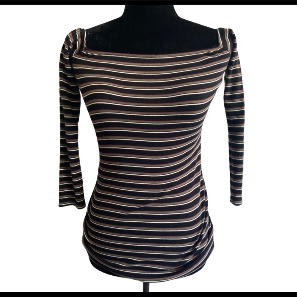 Y2K off the shoulder striped top XS